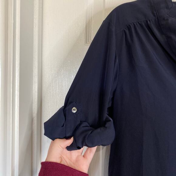 ANTHROPOLOGIE Zoa New York Navy Blue Shirt Collared Office Professional Size XS - Picture 5 of 7